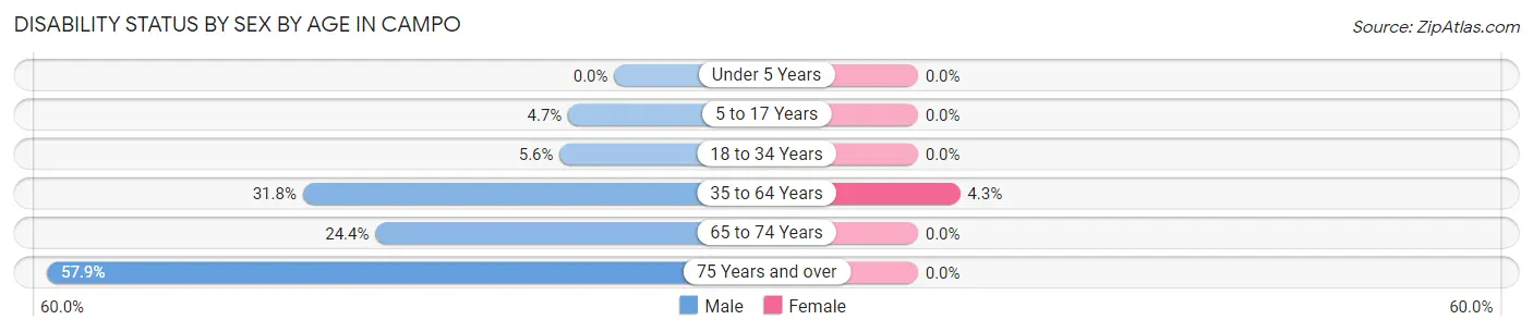Disability Status by Sex by Age in Campo