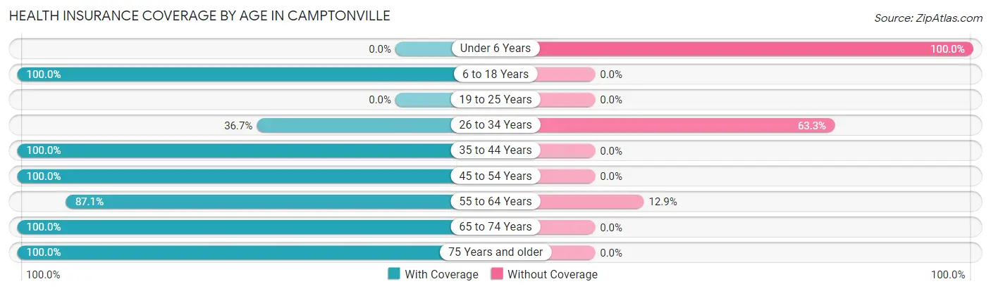 Health Insurance Coverage by Age in Camptonville