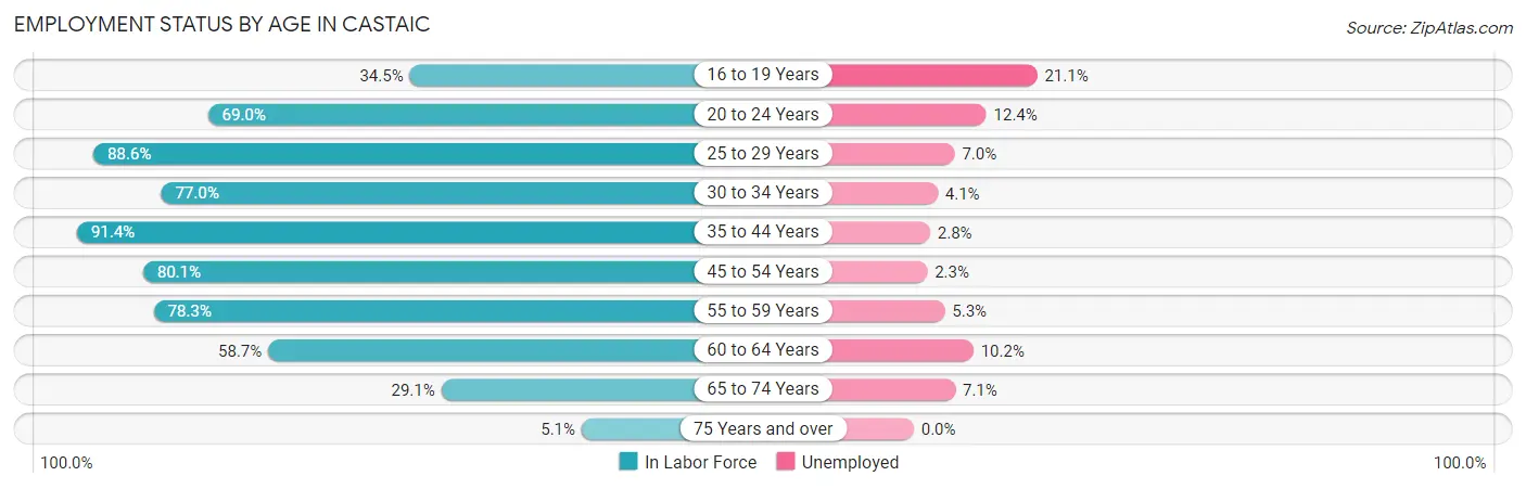 Employment Status by Age in Castaic