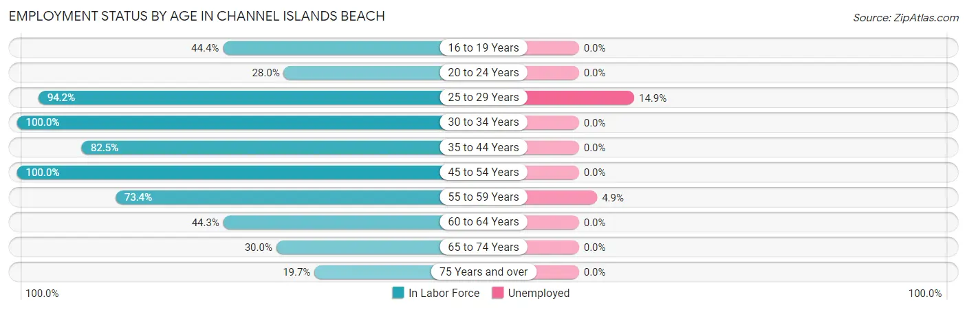 Employment Status by Age in Channel Islands Beach