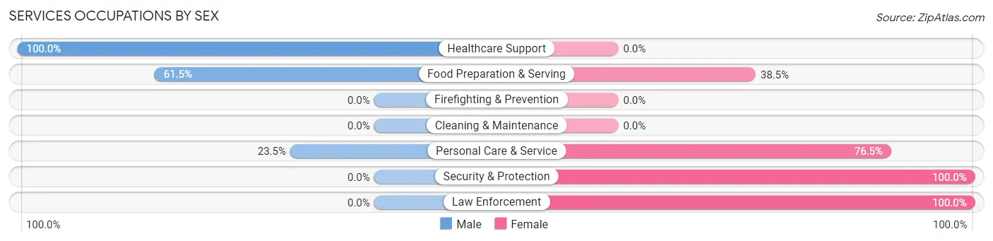 Services Occupations by Sex in Channel Islands Beach