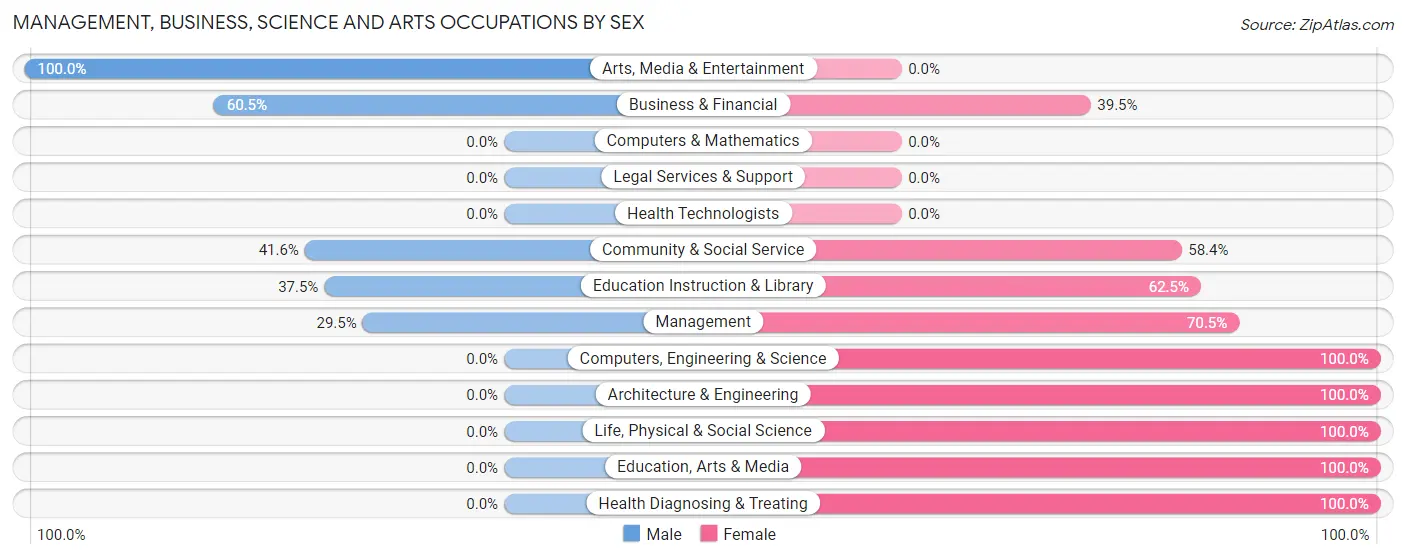 Management, Business, Science and Arts Occupations by Sex in Chester