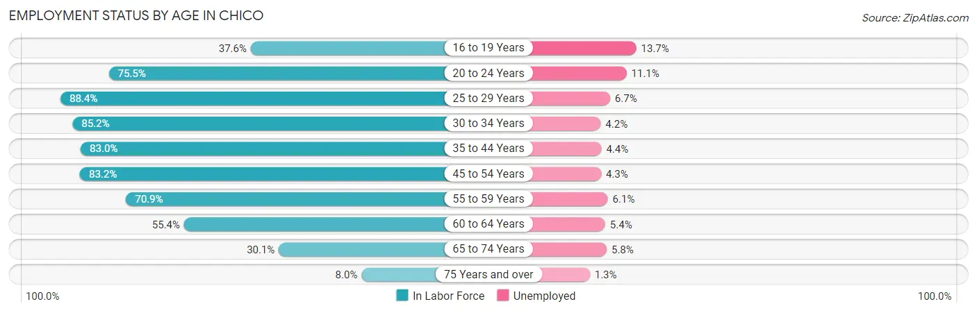 Employment Status by Age in Chico