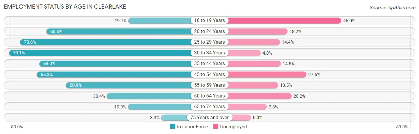Employment Status by Age in Clearlake