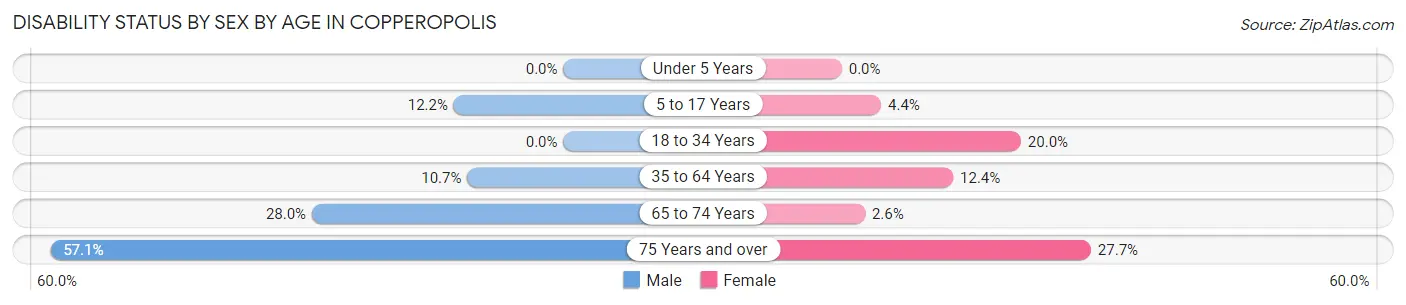 Disability Status by Sex by Age in Copperopolis