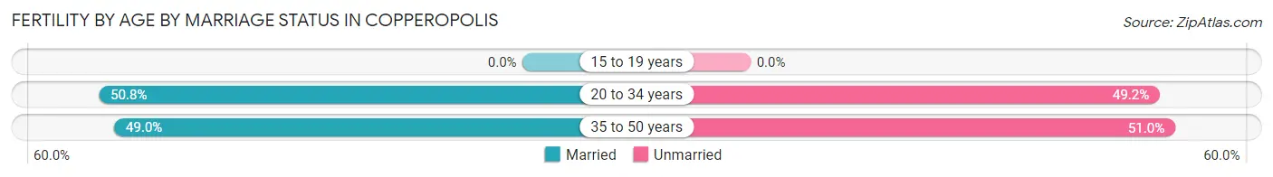 Female Fertility by Age by Marriage Status in Copperopolis