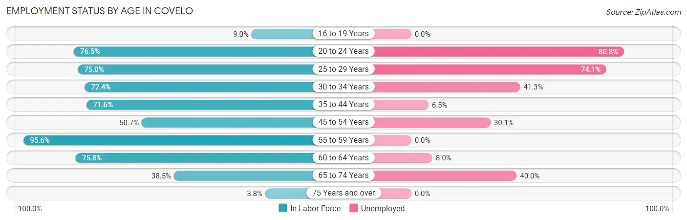 Employment Status by Age in Covelo