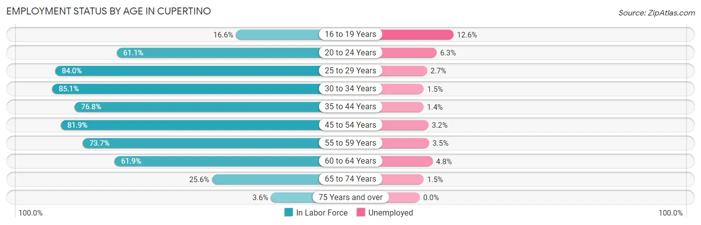 Employment Status by Age in Cupertino