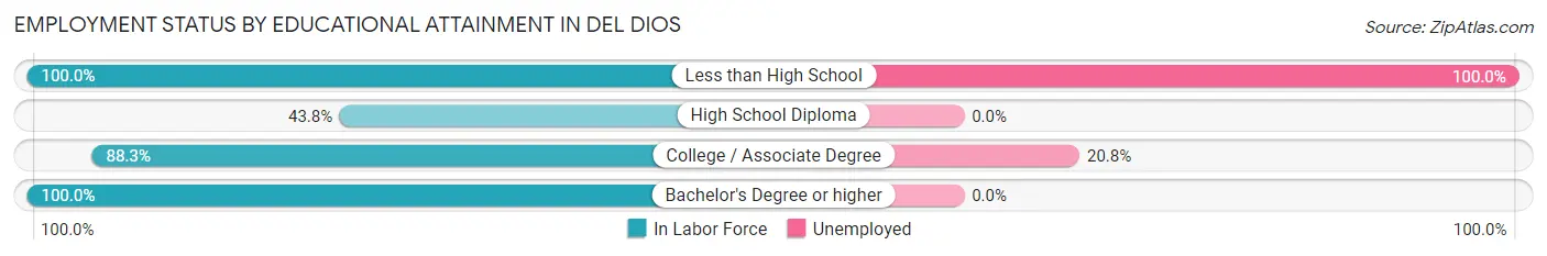 Employment Status by Educational Attainment in Del Dios