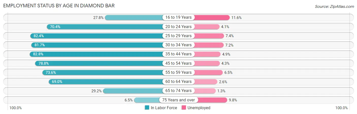 Employment Status by Age in Diamond Bar