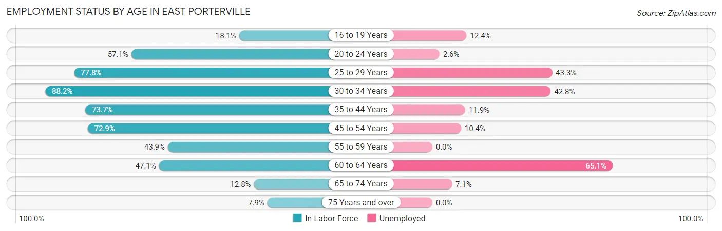 Employment Status by Age in East Porterville