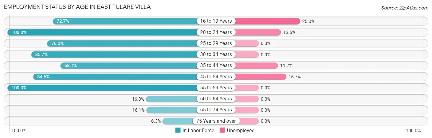 Employment Status by Age in East Tulare Villa