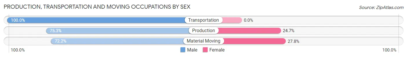 Production, Transportation and Moving Occupations by Sex in East Tulare Villa