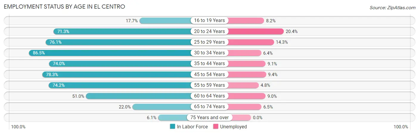 Employment Status by Age in El Centro