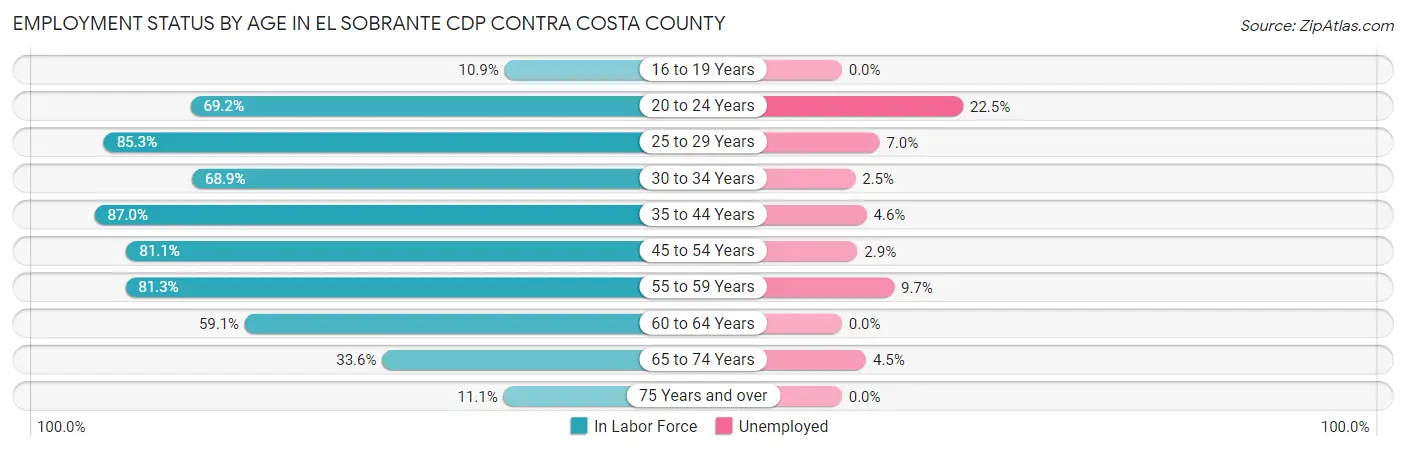 Employment Status by Age in El Sobrante CDP Contra Costa County