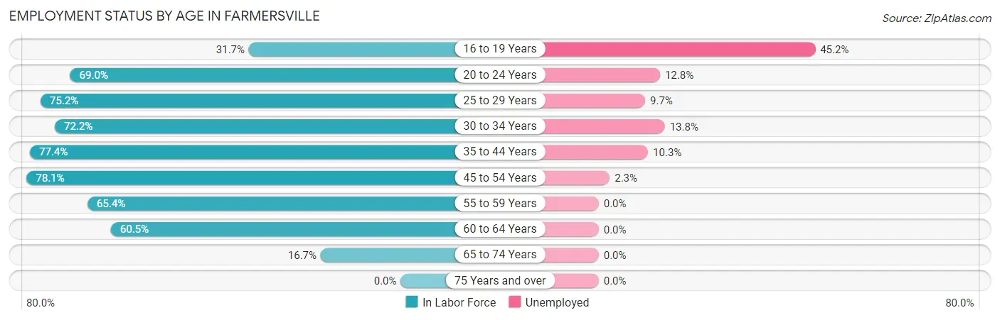 Employment Status by Age in Farmersville