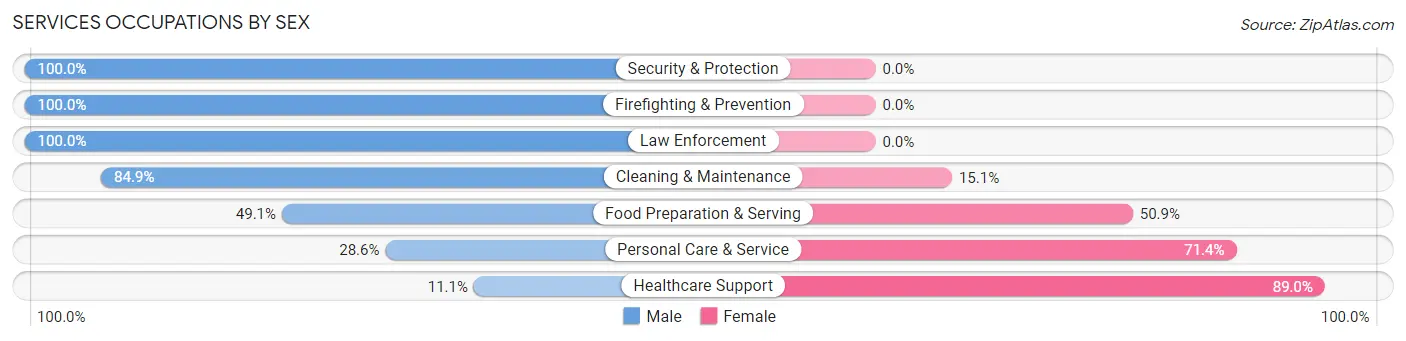 Services Occupations by Sex in Fillmore