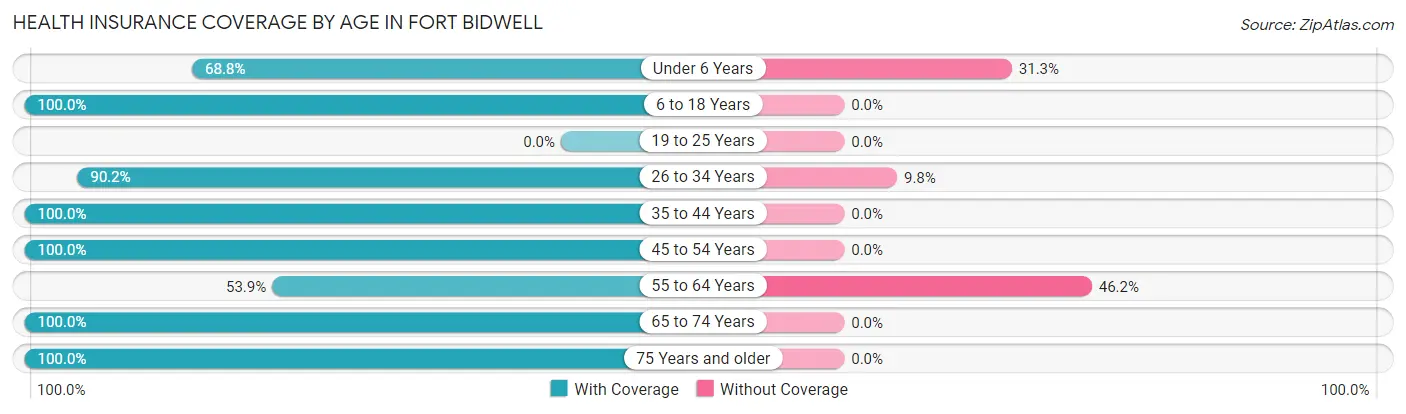 Health Insurance Coverage by Age in Fort Bidwell