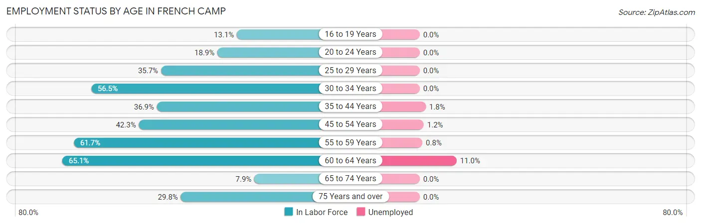 Employment Status by Age in French Camp