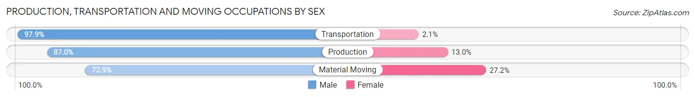 Production, Transportation and Moving Occupations by Sex in Hanford