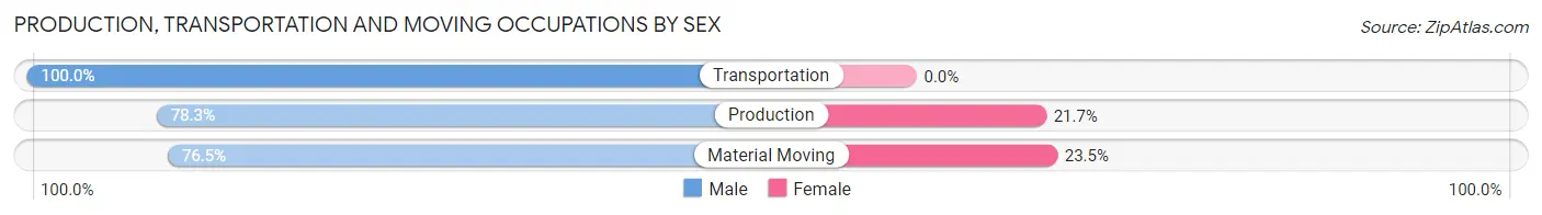 Production, Transportation and Moving Occupations by Sex in Hughson