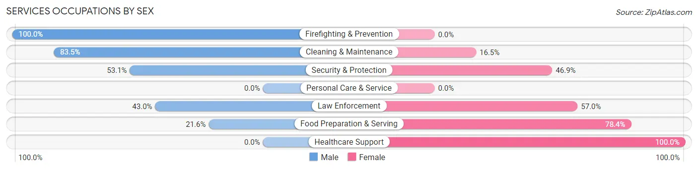 Services Occupations by Sex in Hughson