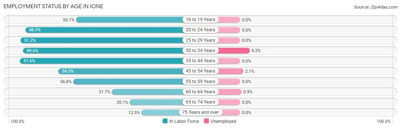 Employment Status by Age in Ione