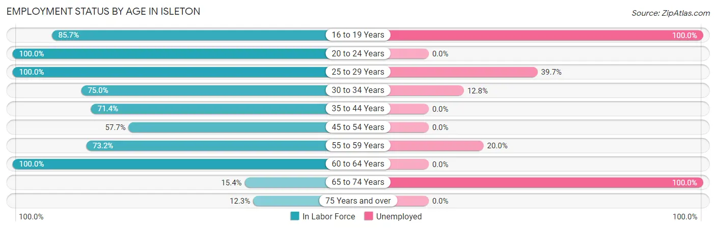 Employment Status by Age in Isleton