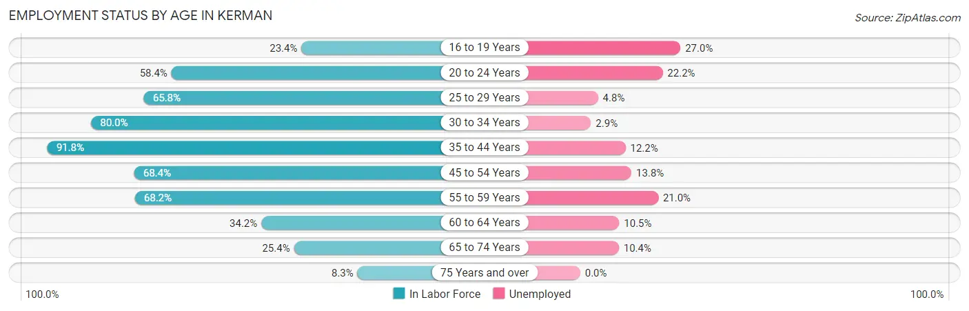Employment Status by Age in Kerman