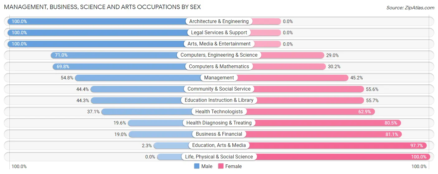 Management, Business, Science and Arts Occupations by Sex in Kerman