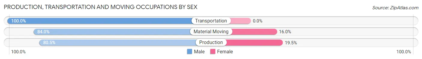 Production, Transportation and Moving Occupations by Sex in Kerman