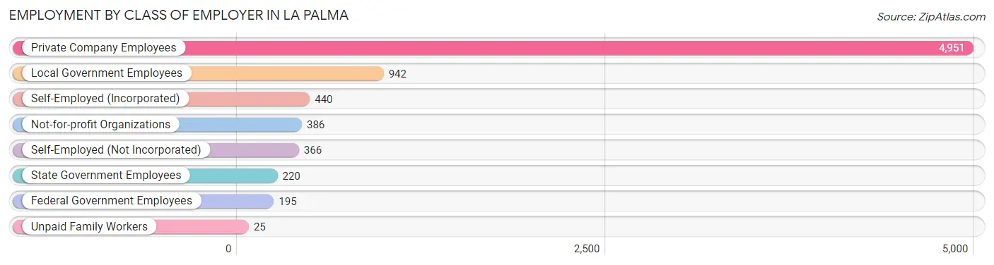 Employment by Class of Employer in La Palma