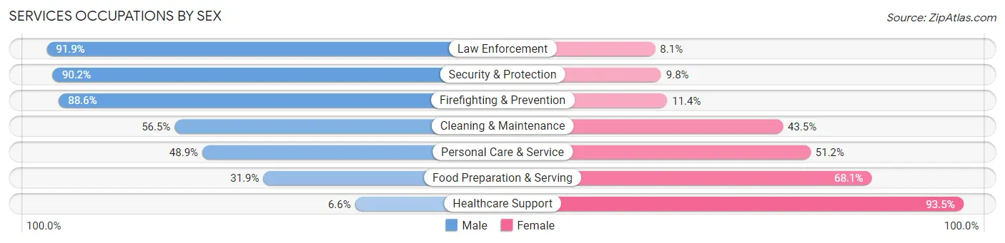 Services Occupations by Sex in Lake Elsinore