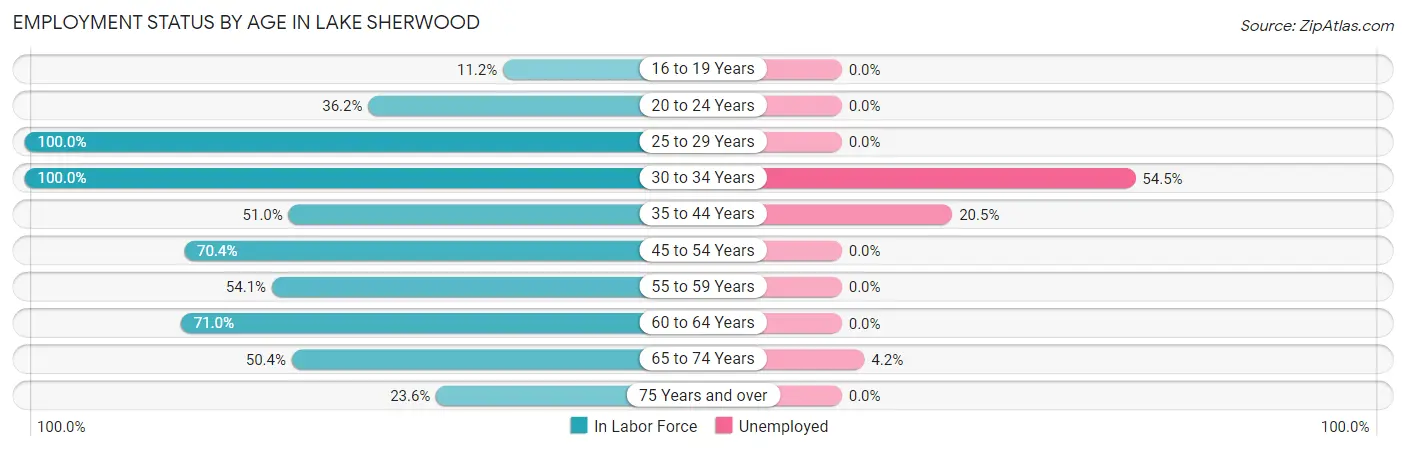 Employment Status by Age in Lake Sherwood