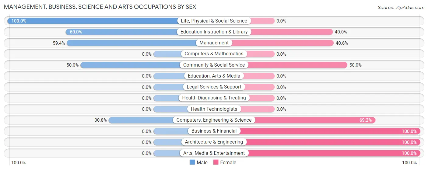 Management, Business, Science and Arts Occupations by Sex in Lewiston