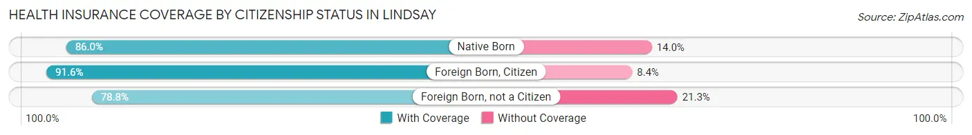 Health Insurance Coverage by Citizenship Status in Lindsay