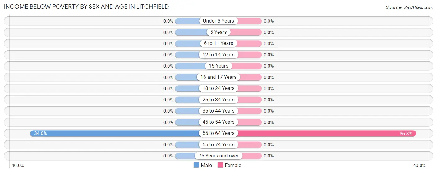 Income Below Poverty by Sex and Age in Litchfield