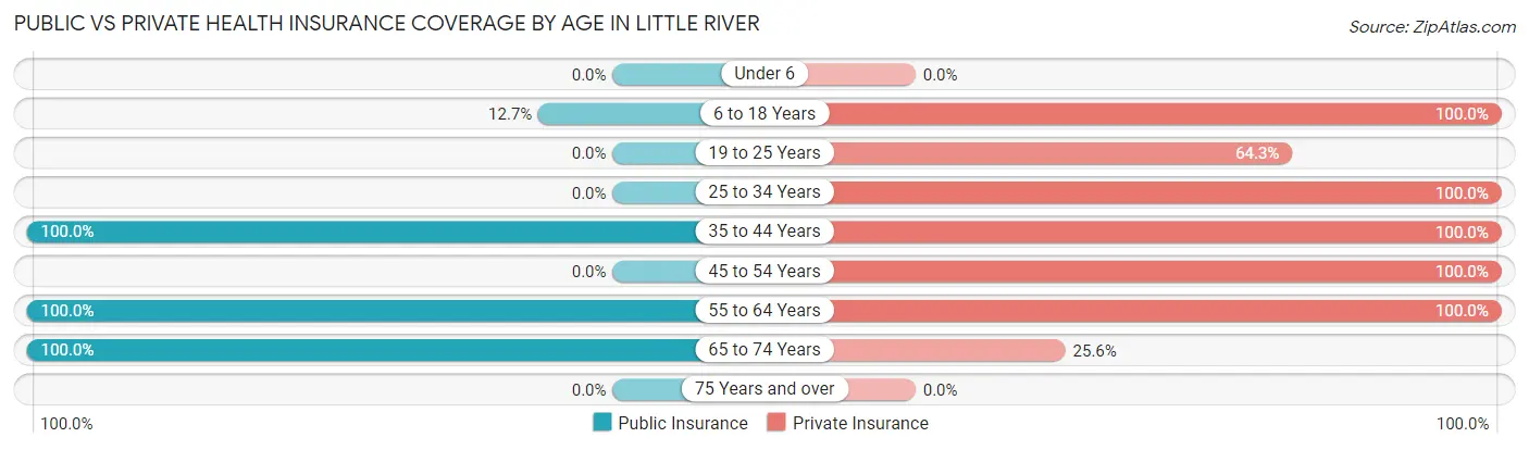 Public vs Private Health Insurance Coverage by Age in Little River