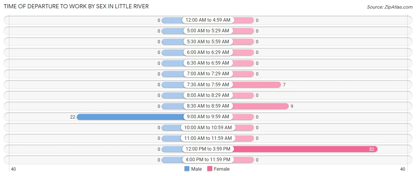 Time of Departure to Work by Sex in Little River