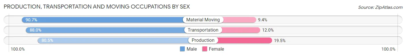 Production, Transportation and Moving Occupations by Sex in Madera Acres