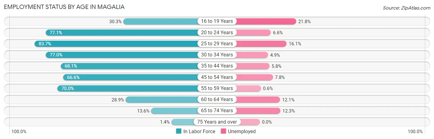 Employment Status by Age in Magalia