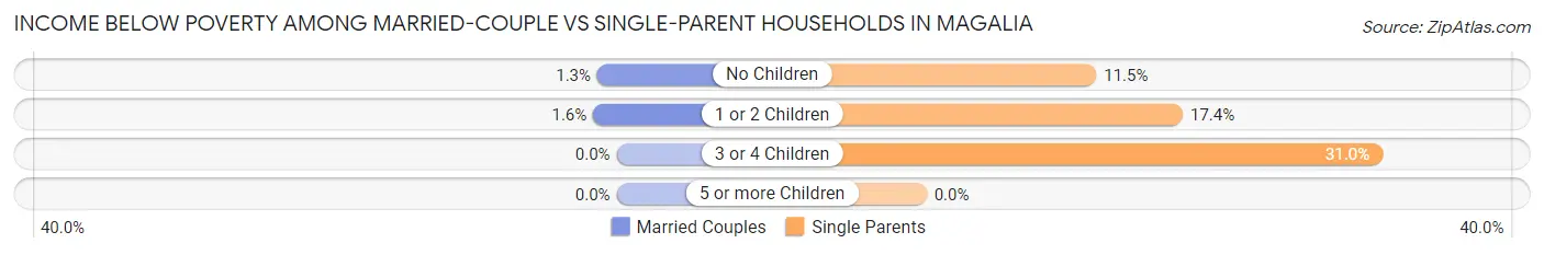Income Below Poverty Among Married-Couple vs Single-Parent Households in Magalia