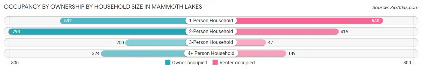 Occupancy by Ownership by Household Size in Mammoth Lakes