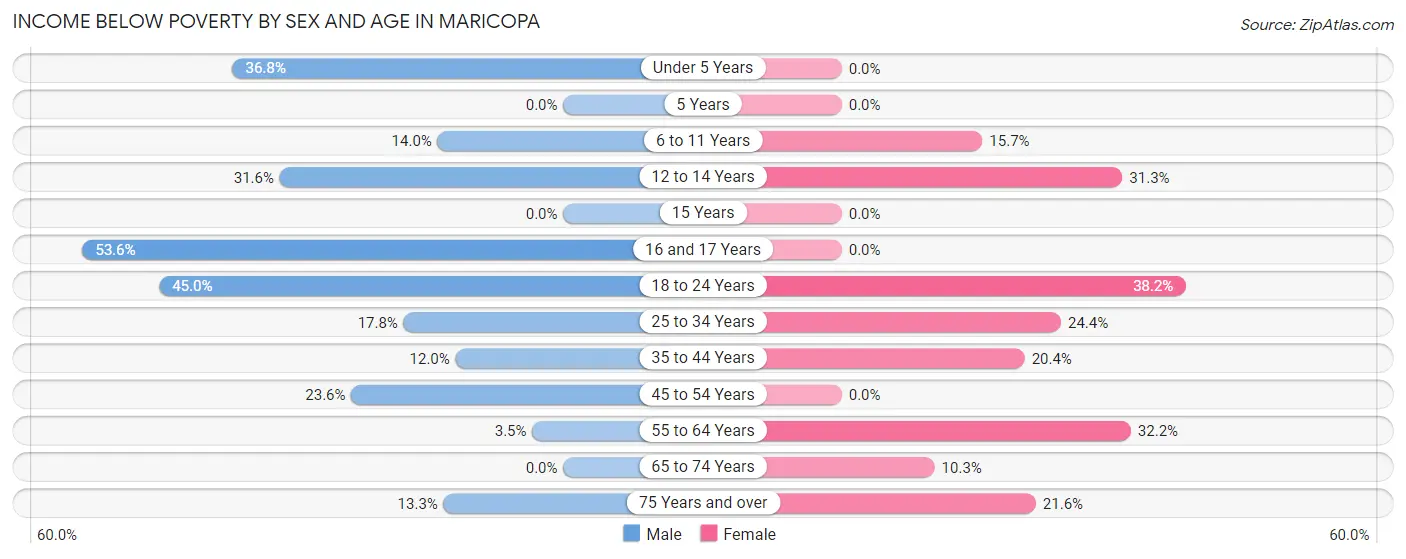 Income Below Poverty by Sex and Age in Maricopa