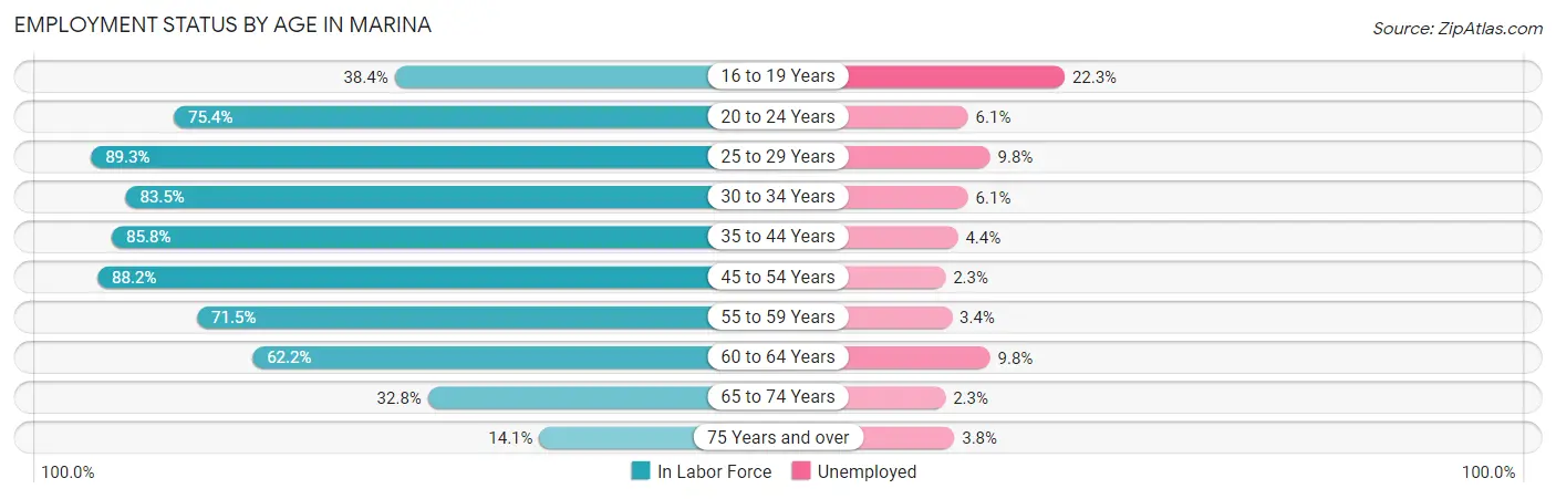 Employment Status by Age in Marina