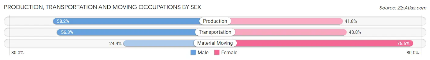 Production, Transportation and Moving Occupations by Sex in Meadowbrook