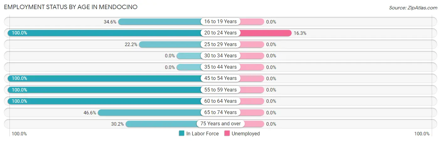 Employment Status by Age in Mendocino