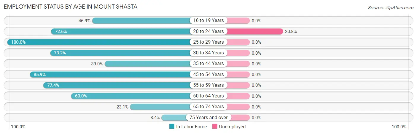 Employment Status by Age in Mount Shasta
