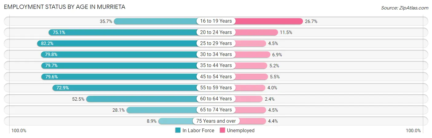 Employment Status by Age in Murrieta