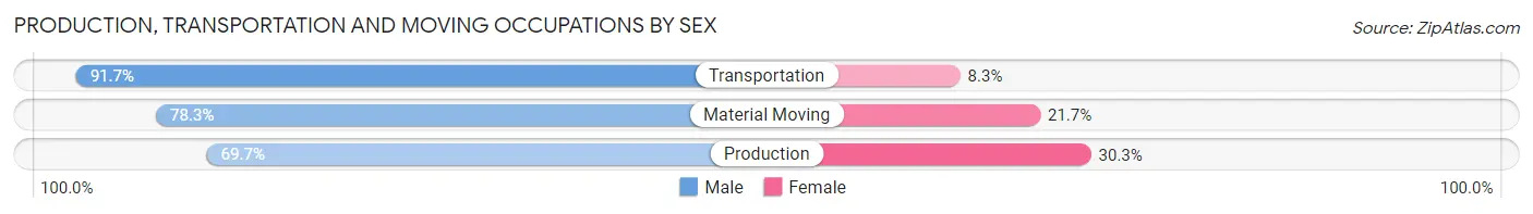 Production, Transportation and Moving Occupations by Sex in National City
